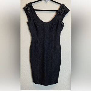 Chic Grey-Black Fringe Short Dress